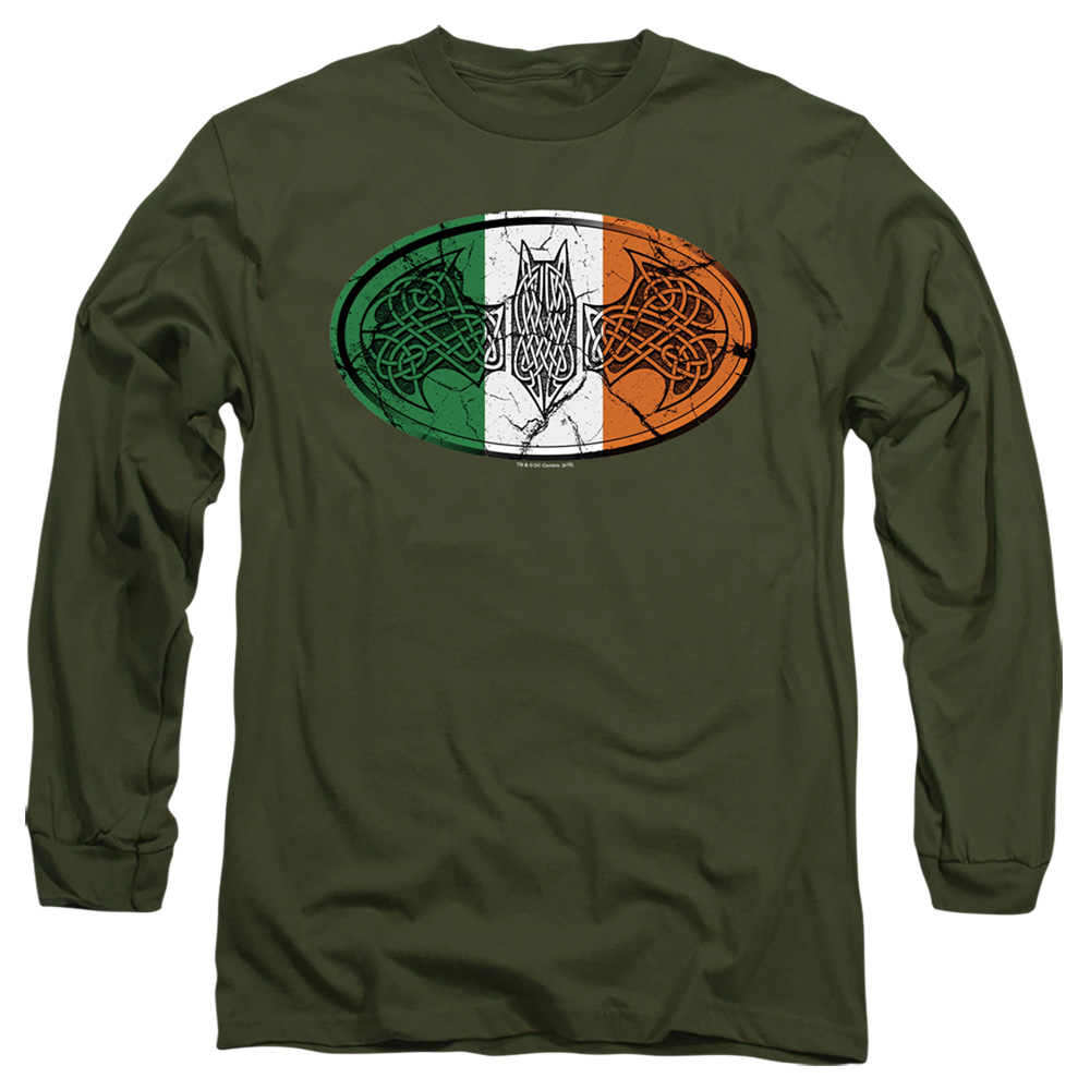 BM2889-AL-3 Batman & Irish Celtic Symbol Adult Cotton Long Sleeve 18-1 T-Shirt, Military Green - Large