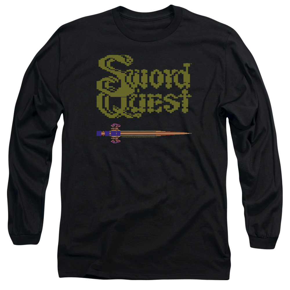 ATRI207-AL-1 Atari & 8 Bit Sword Adult Cotton Long Sleeve 18-1 T-Shirt, Black - Small