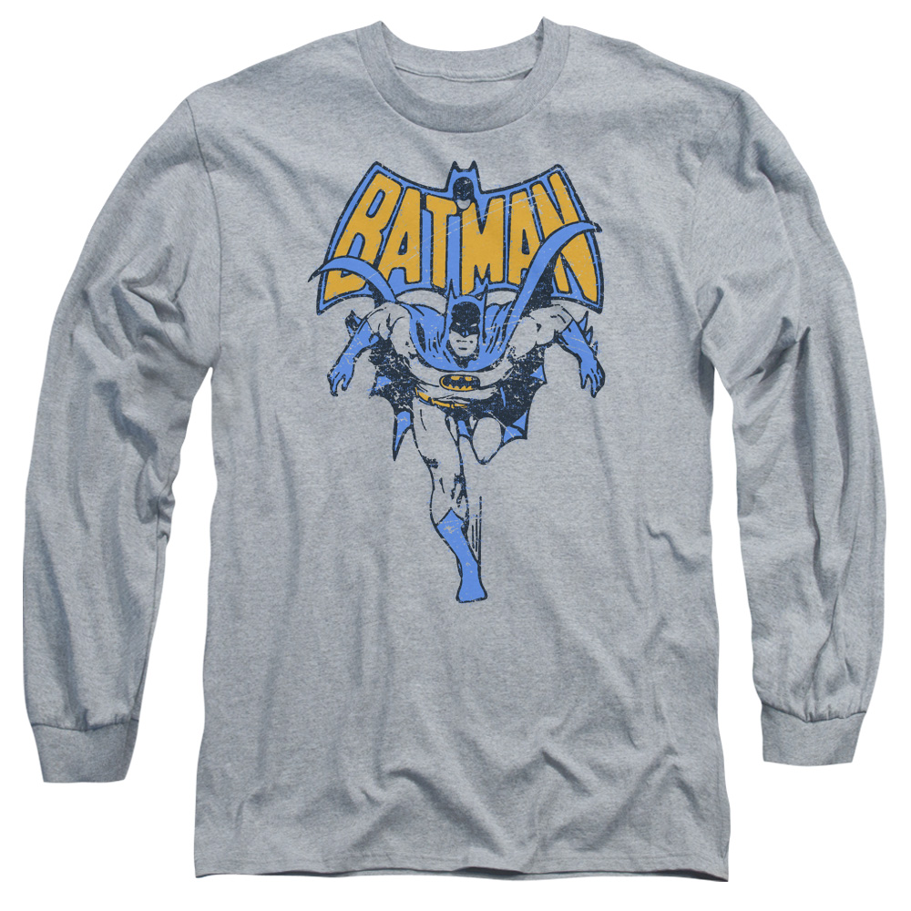 BM2570-AL-5 Batman & Vintage Run Adult Cotton Long Sleeve 18-1 T-Shirt, Athletic Heather - 2X