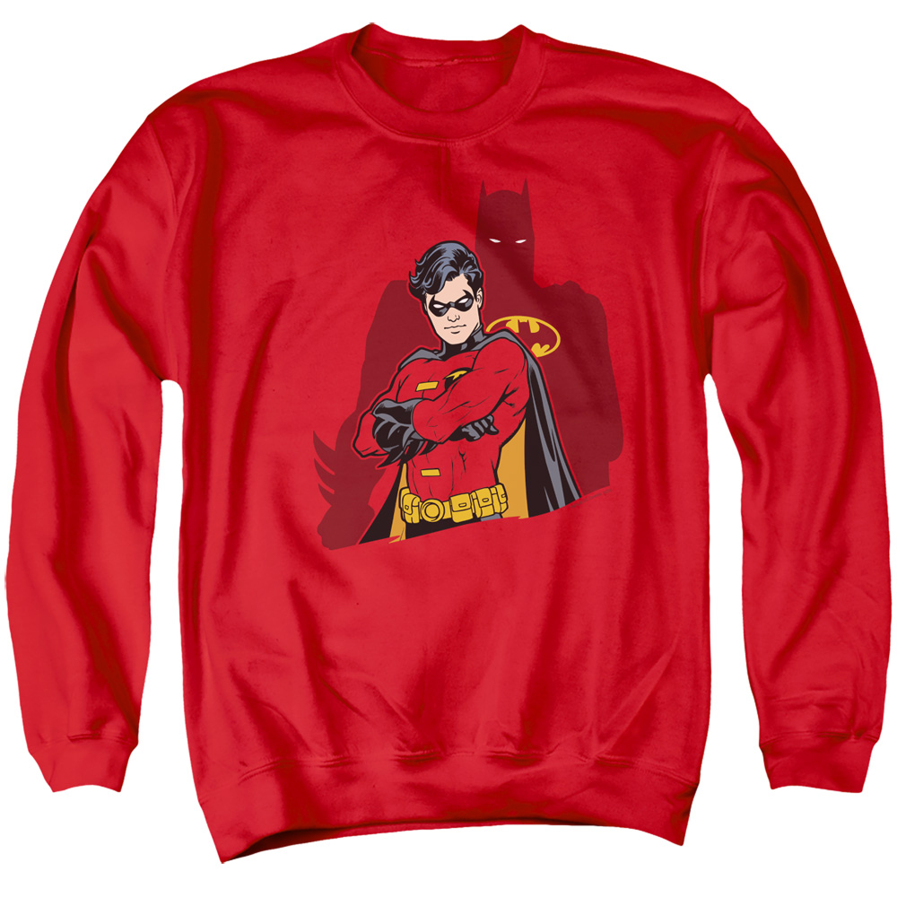 Batman & Wingman Long Sleeve Adult Crewneck Sweatshirt, Red - Medium