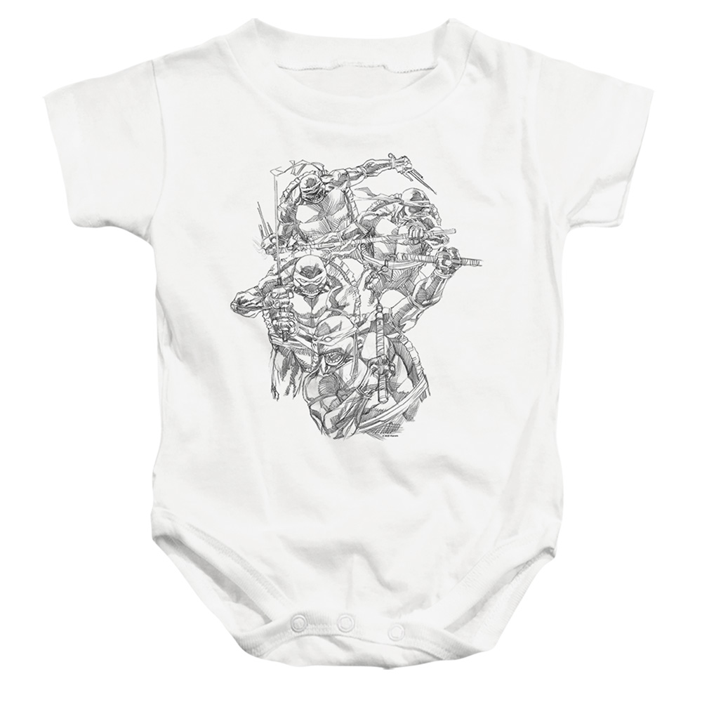 NICK311-SS-1 Teenage Mutant Ninja Turtles & Shinobis-Infant Snapsuit, White - Small - 6 Month