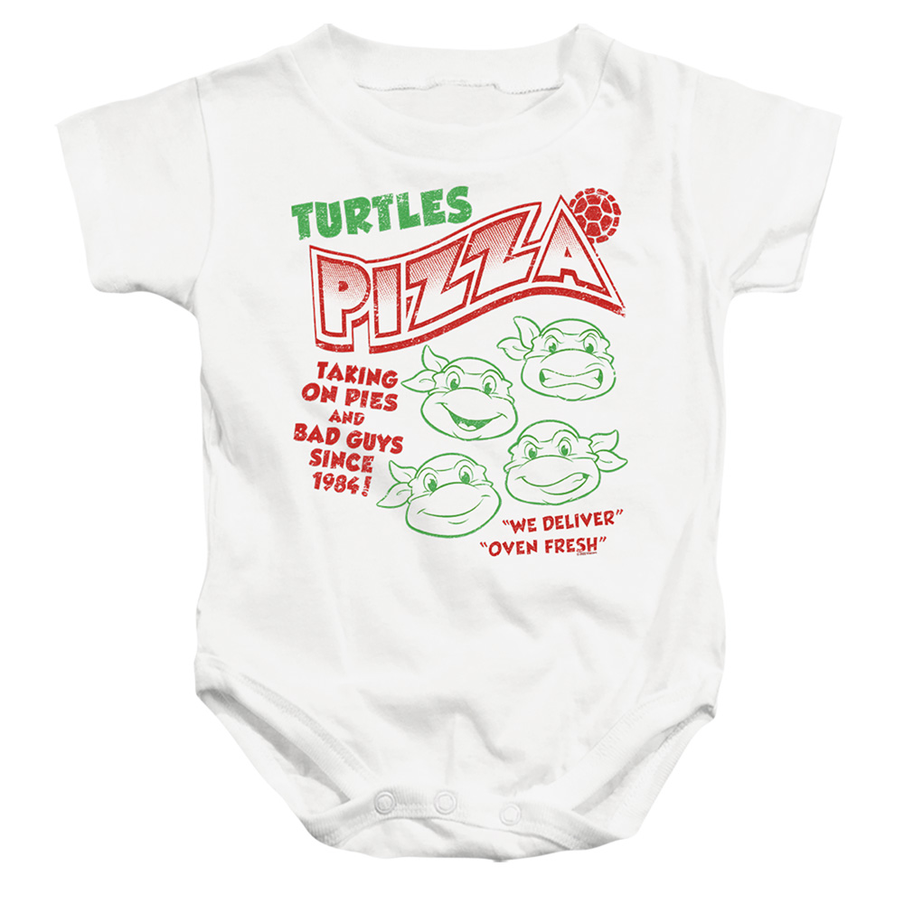 NICK482-SS-1 Teenage Mutant Ninja Turtles & Turtles Pizza-Infant Snapsuit, White - Small - 6 Month