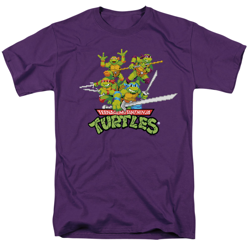 Teenage Mutant Ninja Turtles & Retro Arcade Short Sleeve Adult 18-1 T-Shirt, Purple - Small