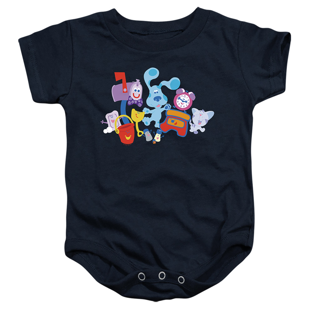 NICK387-SS-1 Blues Clues Classic & Friend Party-Infant Snapsuit, Navy - Small - 6 Month