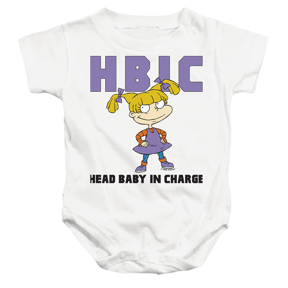 NICK823-SS-1 Rugrats & Head Baby In Charge-Infant Snapsuit, White - Small - 6 Month