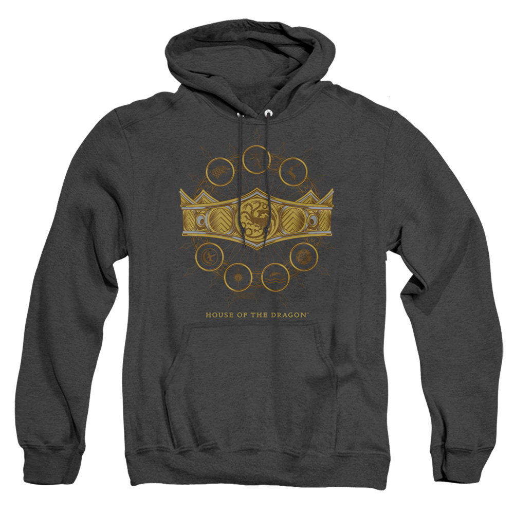 UPC 756381842103 product image for House of the Dragon & Crown-Adult Heather Hoodie, Black - Small | upcitemdb.com