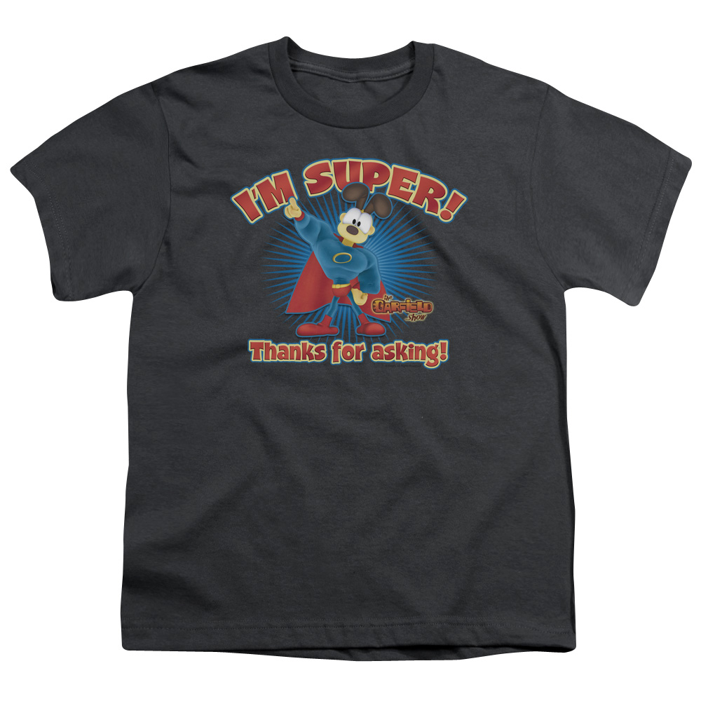 GAR464-YT-4 Garfield & Super-Short Sleeve Youth 18-1 T-Shirt, Charcoal - Extra Large