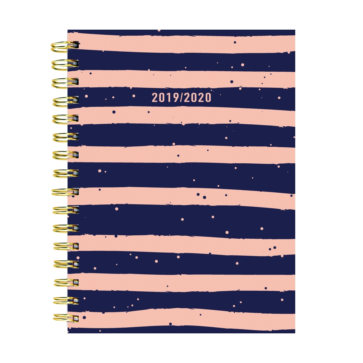 20-9213a July 2019 - June 2020 Navy & Pink Stripes Medium Daily Weekly Monthly Planner