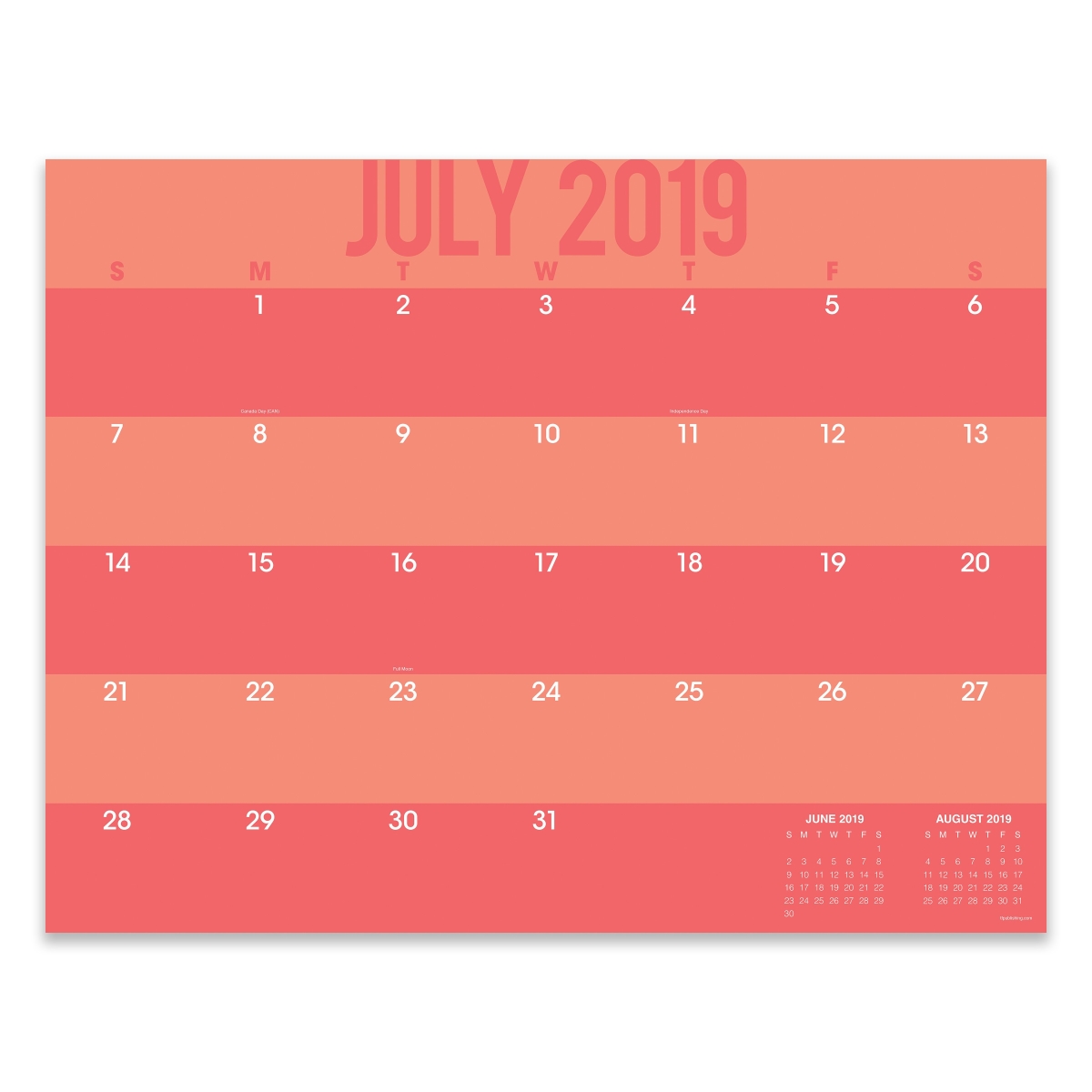20-8048a July 2019 - June 2020 Color Stripes Large Desk Pad Monthly Calendar