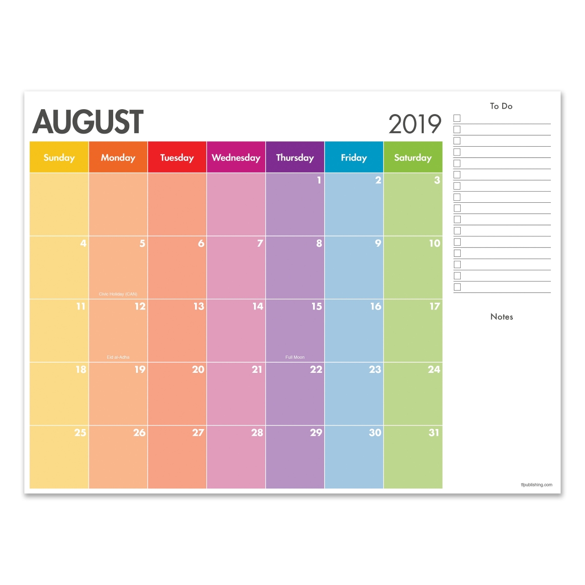 20-8518a July 2019 - June 2020 Rainbow Stripe Mini Desk Pad Calendar