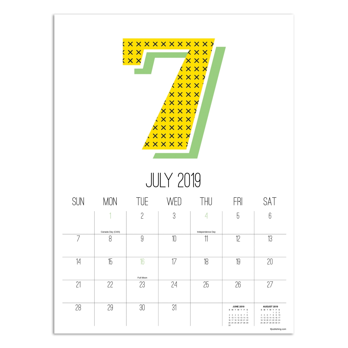 20-8524a July 2019 - June 2020 Numbers Mini Art Calendar