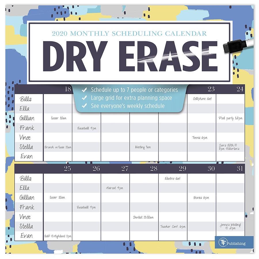 20-1149 12 X 12 In. 2020 Dry Erase Wall Calendar