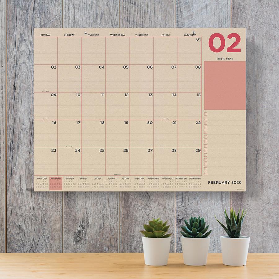 20-8215 22 X 17 In. 2020 Kraft Numeric Desk Pad Calendar