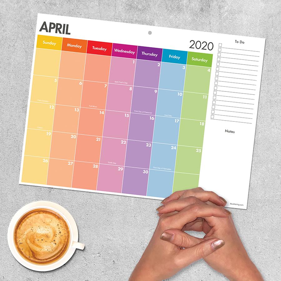 20-8518 12 X 9 In. 2020 Rainbow Stripe Mini Desk Pad Calendar
