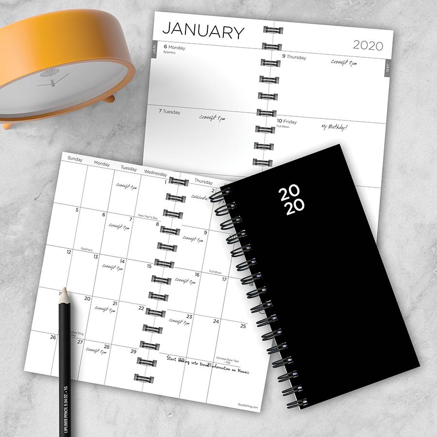 20-7761 3.5 X 6.5 In. 2020 Black Small Weekly Monthly Planner