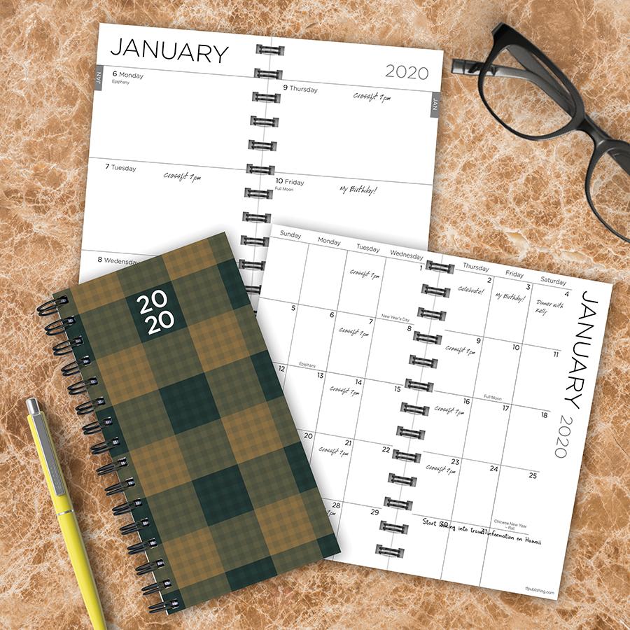 20-7765 3.5 X 6.5 In. 2020 Plaid Small Weekly Monthly Planner
