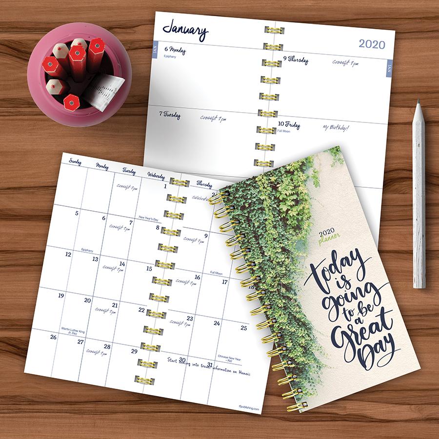 20-7537 3.5 X 6.5 In. 2020 Green Day Small Weekly Monthly Planner