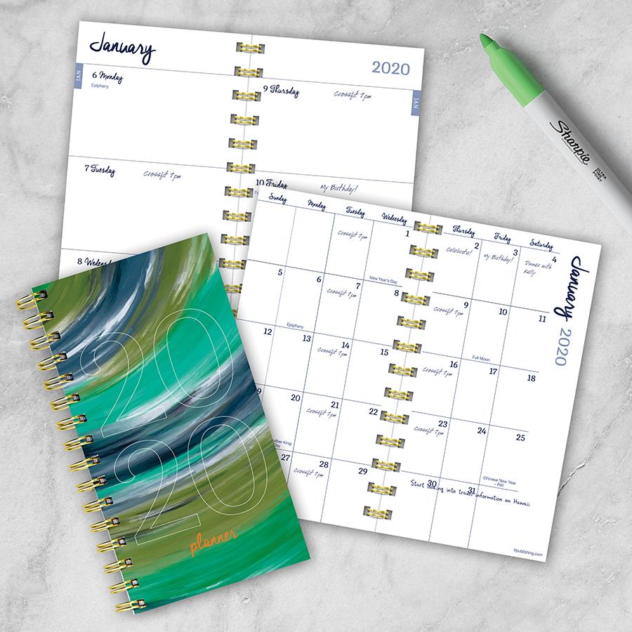 20-7713 3.5 X 6.5 In. 2020 Painted Year Small Weekly Monthly Planner