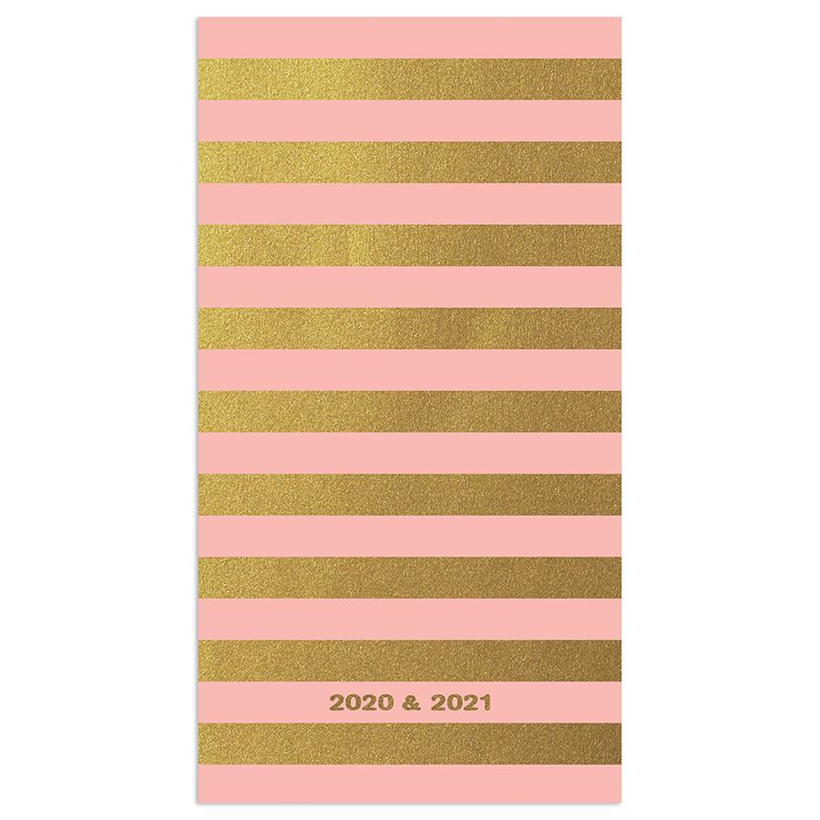 20-7213 3.5 X 6.5 In. 2020-2021 Bubble Gum Gold 2-year Small Monthly Planner
