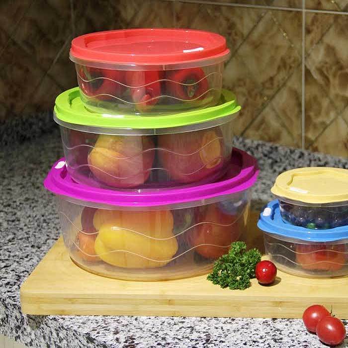Te-10hexsc-0157 Multi-color Bpa Free Food Storage Container Set With Color Coded Lids, Black - 10 Piece