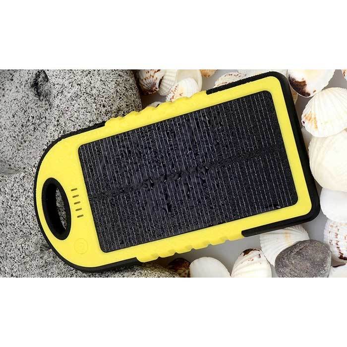 5000 Mah Water-resistant Solar Smartphone Charger, Yellow