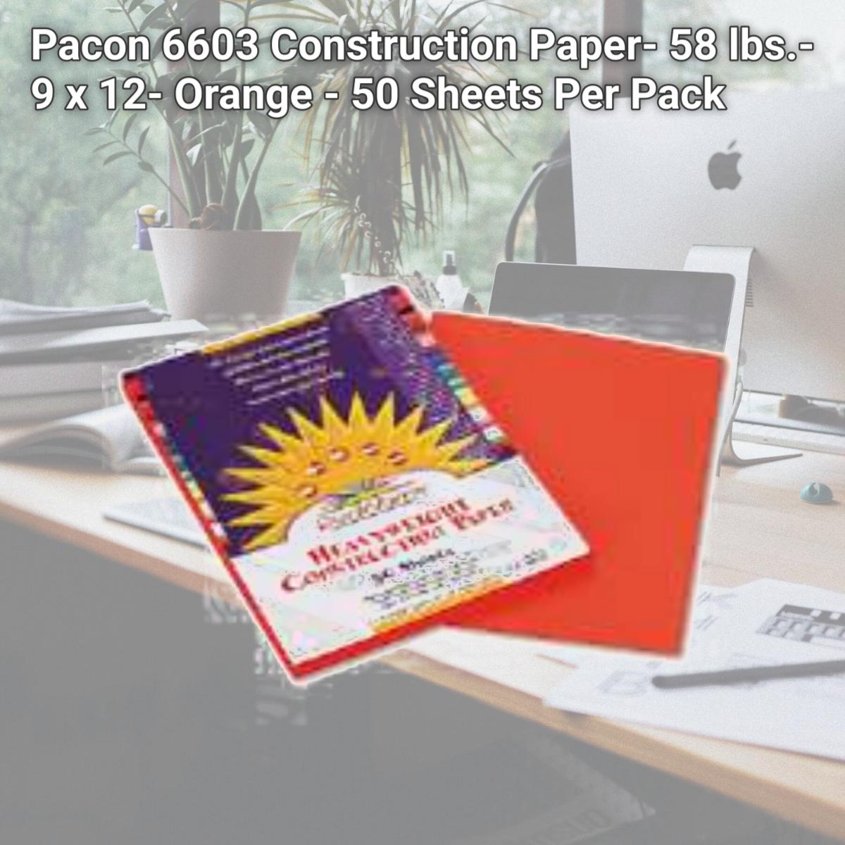 Picture of Pacon 6603 Construction Paper- 58 lbs.- 9 x 12- Orange - 50 Sheets Per Pack