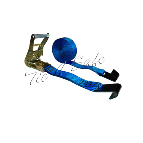 Tie 4 Safe RT04C-530-M11N-BU-2 2 in. x 30 ft. Ratchet Tie Downs with Flat Hooks Blue - 2 Piece Tie 4 Safe RT04C-530-M11N-BU-2 2 in. x 30 ft. Ratchet Tie Downs with Flat Hooks Blue - 2 Piece