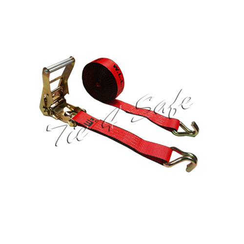 Tie 4 Safe RT04C-530-M11N-R-2 2 in. x 30 ft. Ratchet Tie Downs with Flat Hooks Red - 2 Piece Tie 4 Safe RT04C-530-M11N-R-2 2 in. x 30 ft. Ratchet Tie Downs with Flat Hooks Red - 2 Piece