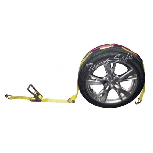 Tie 4 Safe RT51-510-W5-2 2 in. x 10 ft. Car Tie Downs with J Hooks & Ratchet Buckle & Tire Grip Yellow - 2 Piece Tie 4 Safe RT51-510-W5-2 2 in. x 10 ft. Car Tie Downs with J Hooks & Ratchet Buckle & Tire Grip Yellow - 2 Piece