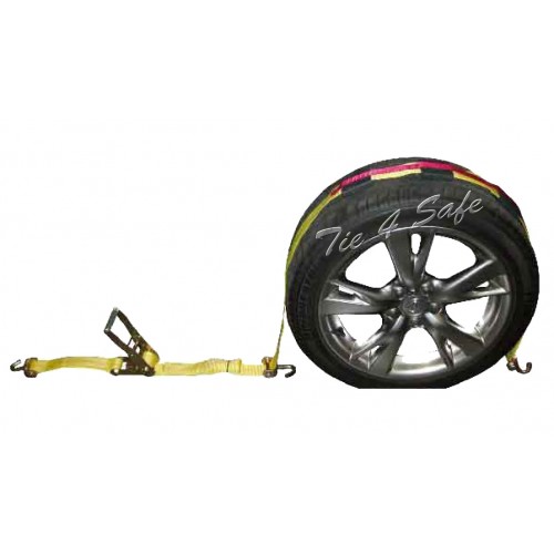 Tie 4 Safe RT51-510-W54-2 2 in. x 10 ft. Car Tie Downs with Swivel Hooks & Ratchet Buckle & Tire Grip - Yellow - 2 Piece Tie 4 Safe RT51-510-W54-2 2 in. x 10 ft. Car Tie Downs with Swivel Hooks & Ratchet Buckle & Tire Grip - Yellow - 2 Piece