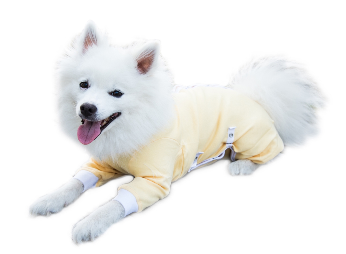 Small Adj Fit Cover Me Ls Yello Adjustable Fit Step-into With Long Sleeve For Pets, Yellow - Small