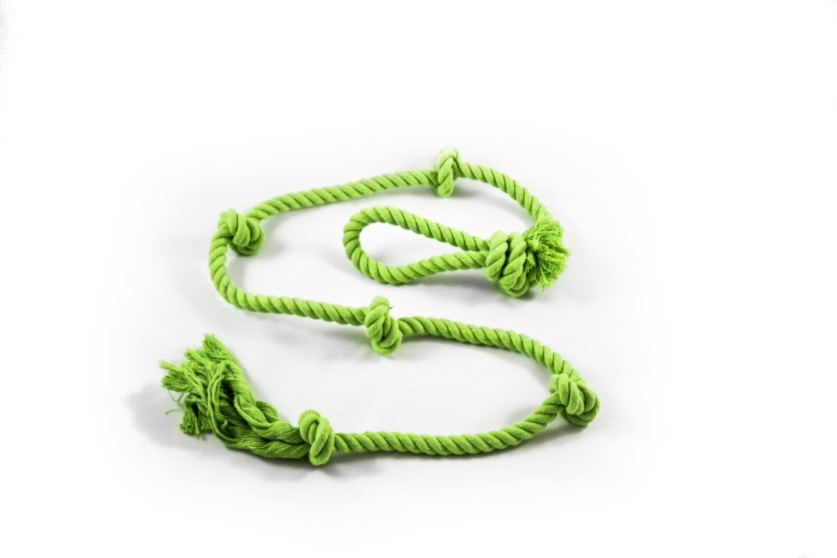 Tough Tug 5 Ft Knotted Rope Toy W/ Handle Green