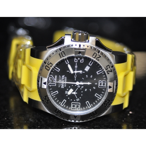 I-11914-s4 Mens 11914 Rare Excursion Sport Chronograph Black Dial Yellow Polyurethane Watch