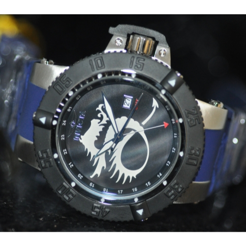 I-13915-s1 Mens Rare 13915 Subaqua Sport Swiss Gmt Black Dial Blue Polyurethane Watch