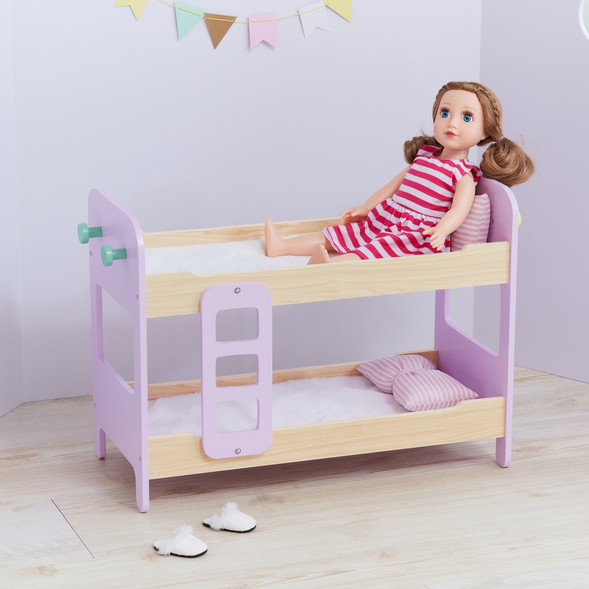 Td-12867a Modern Nordic Princess Doll Bunk Bed