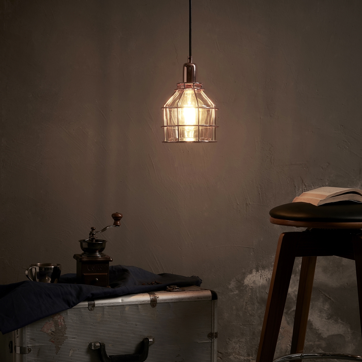 Vn-l00030 Bellezza Metal Mini Pendant Lamp With Cage, Rose Gold