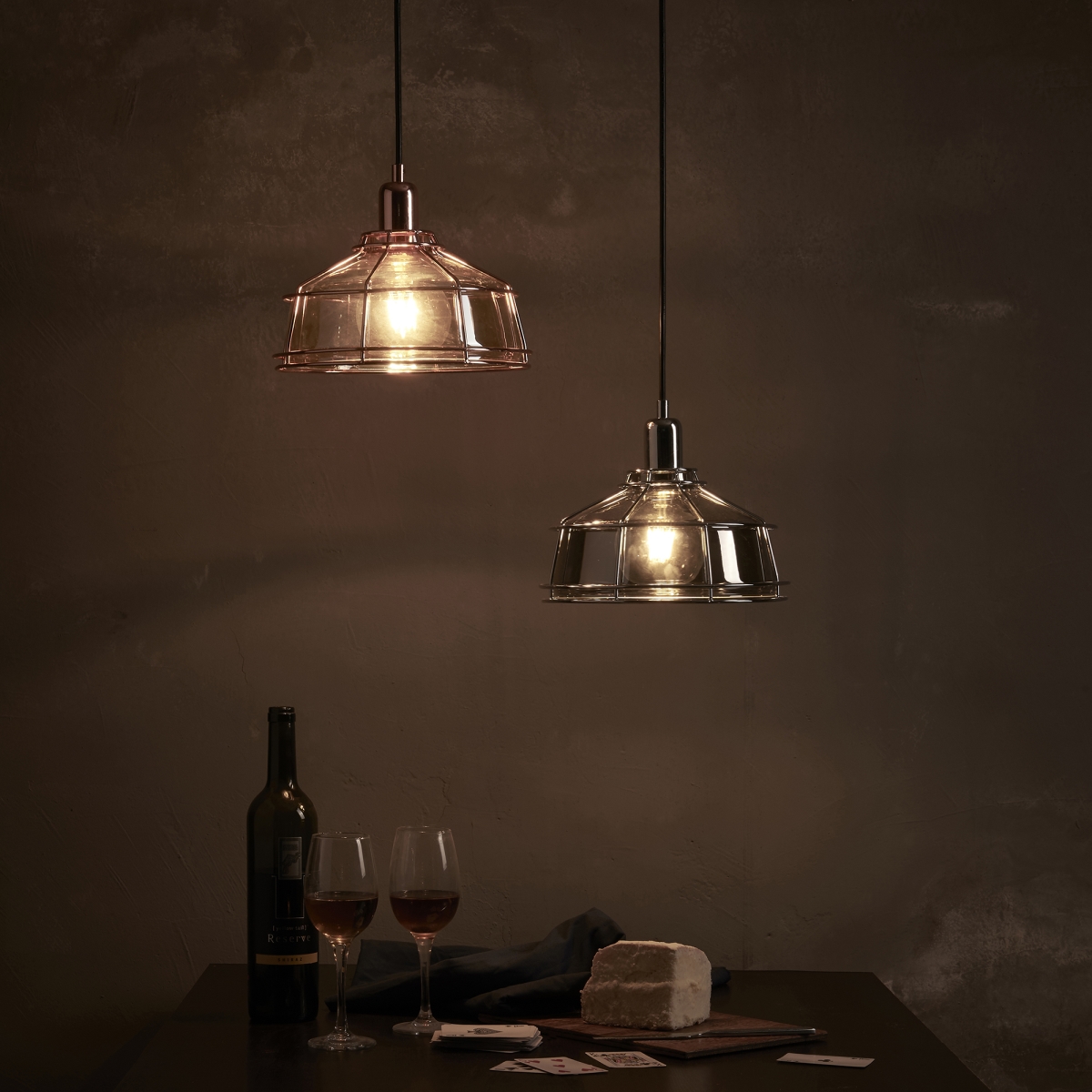 Vn-l00034 Presenza Metal Mini Pendant Lamp With Cage, Rose Gold