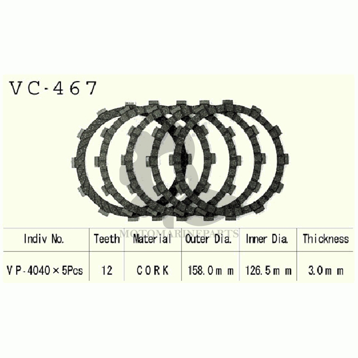 Vesrah VC-467 Friction Plates for Kawasaki EX 250 R Ninja Vesrah VC-467 Friction Plates for Kawasaki EX 250 R Ninja