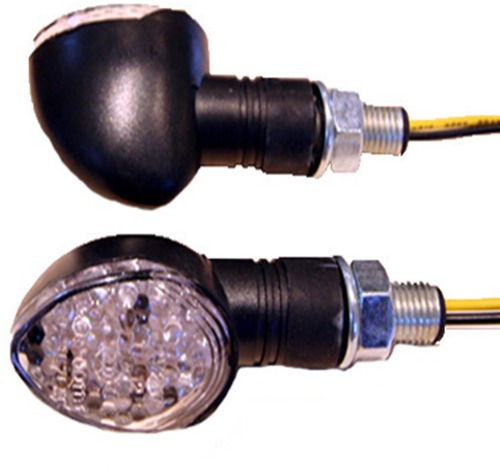 25-8935 Led Ultra Mini-marker Lights, Oval - Black With Short Stem With 15 Leds