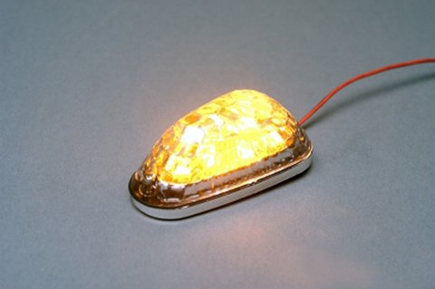 25-9703 Led Triangle Chrome Mini-marker Light, Amber With 6 Leds