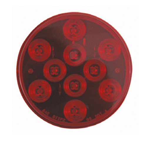 4 In. Round Led Grommet Mount, Red