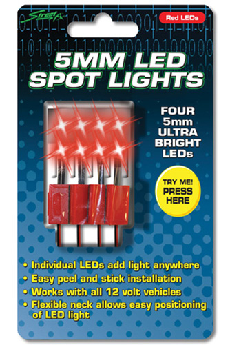 1044402 4 Led Spot Light Spot Electropod Light, Red