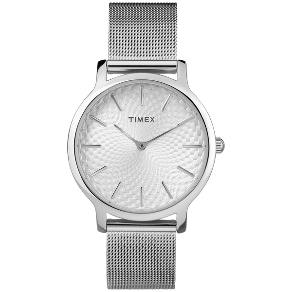 34 Mm Womens Metropolitan Silver Tone Stainless Steel Mesh Bracelet Watch