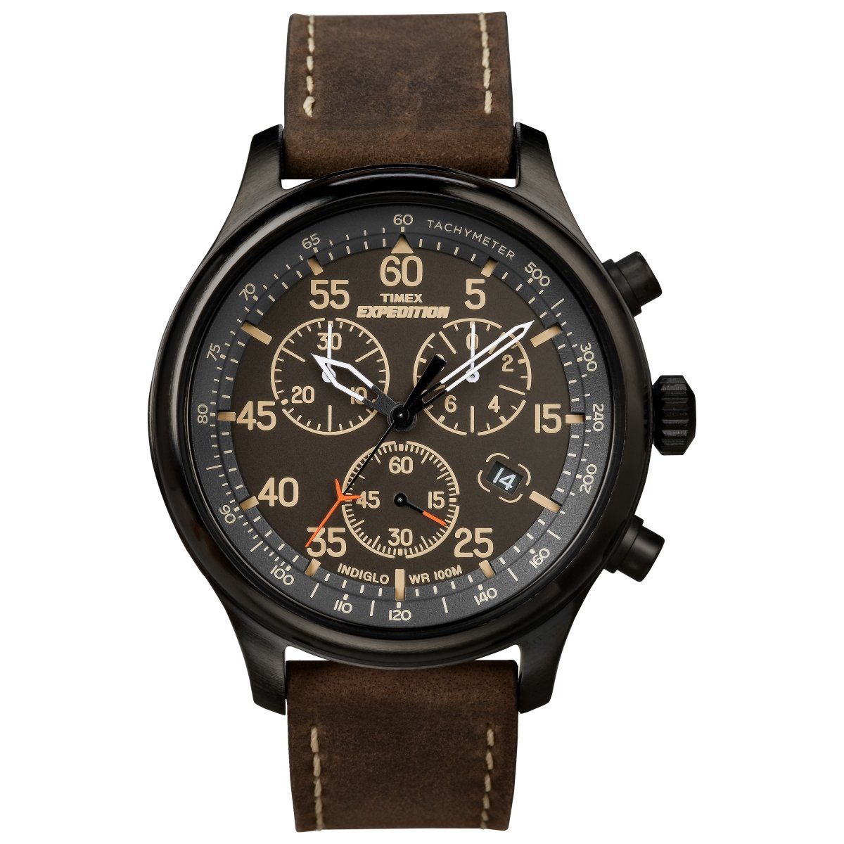 T499059j Mens T49905 Expedition Field Chronograph Black & Brown Leather Strap Watch