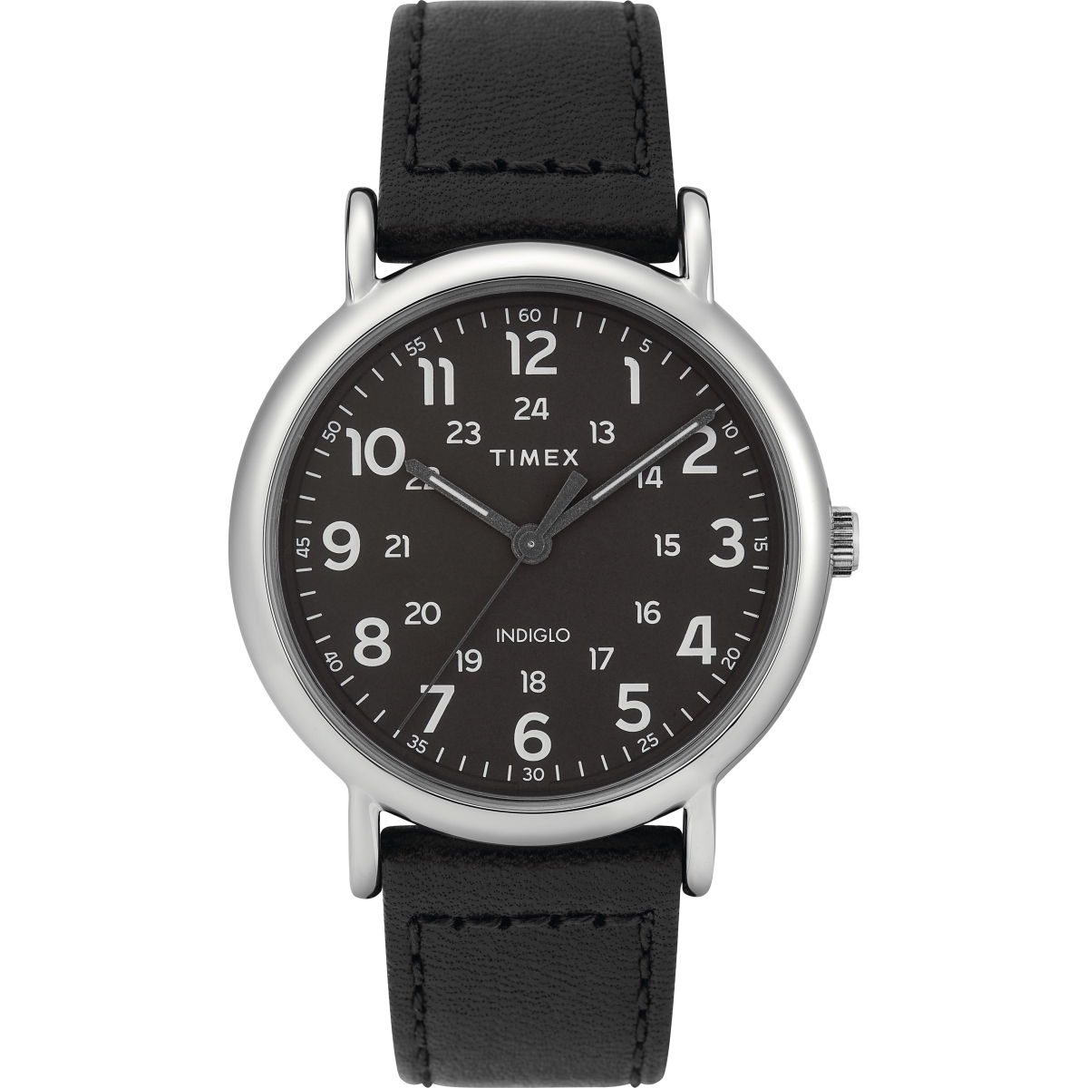 Tw2t307009j 40 Mm Men Weekender Leather Strap Watch, Black & Silver-tone - 2 Piece