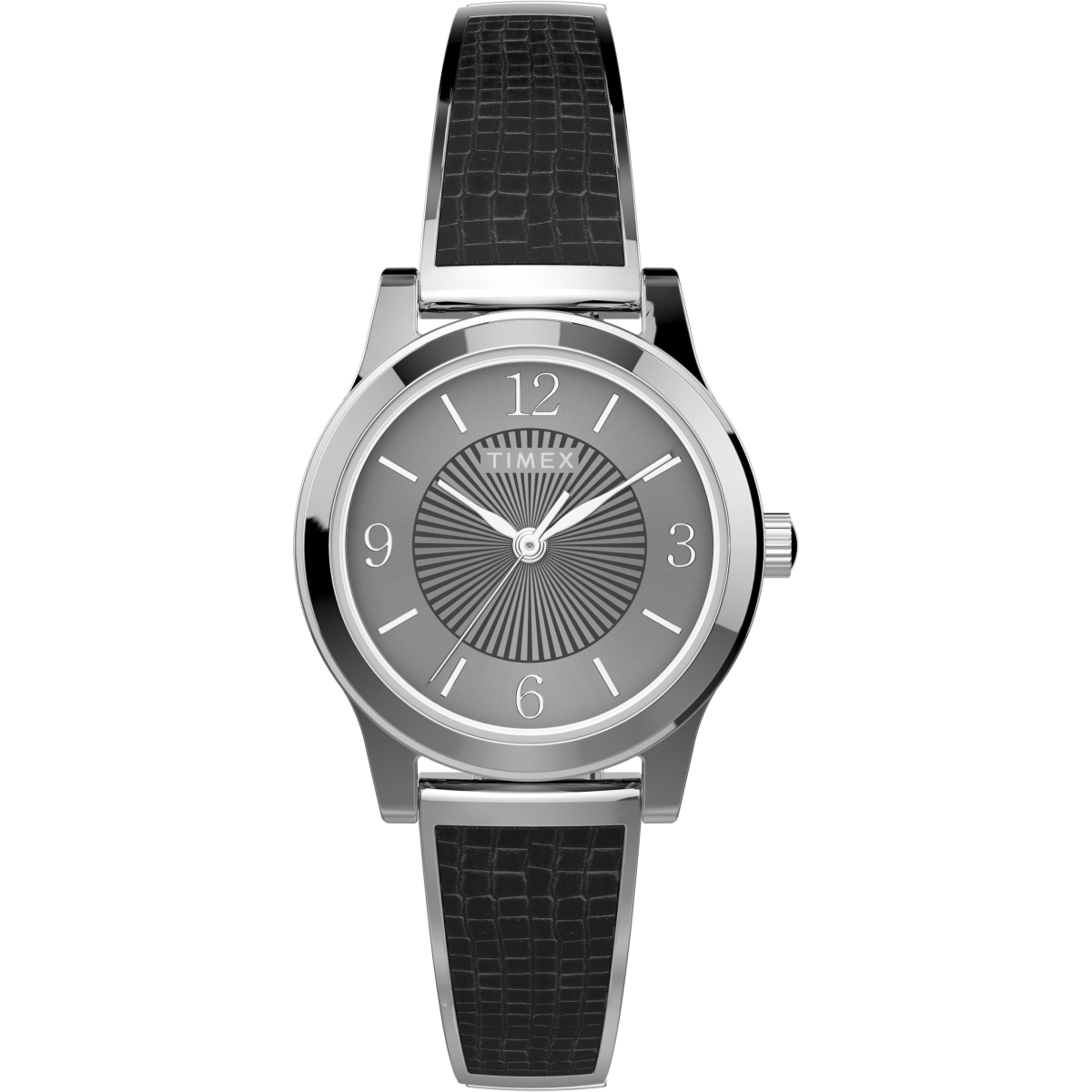 UPC 194366000351 product image for TW2T671009J Womens Stretch Bangle 25 mm Black & Silver Expansion Band Watch | upcitemdb.com