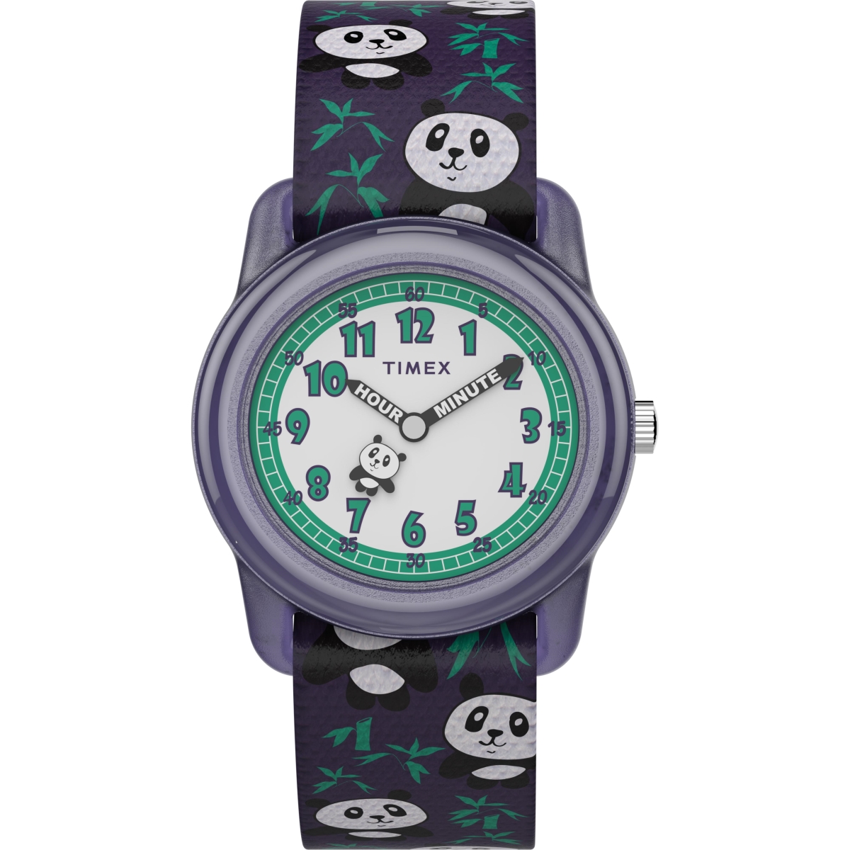 Tw7c770009j Girls Time Machines Purple & Pandas Elastic Fabric Strap Watch