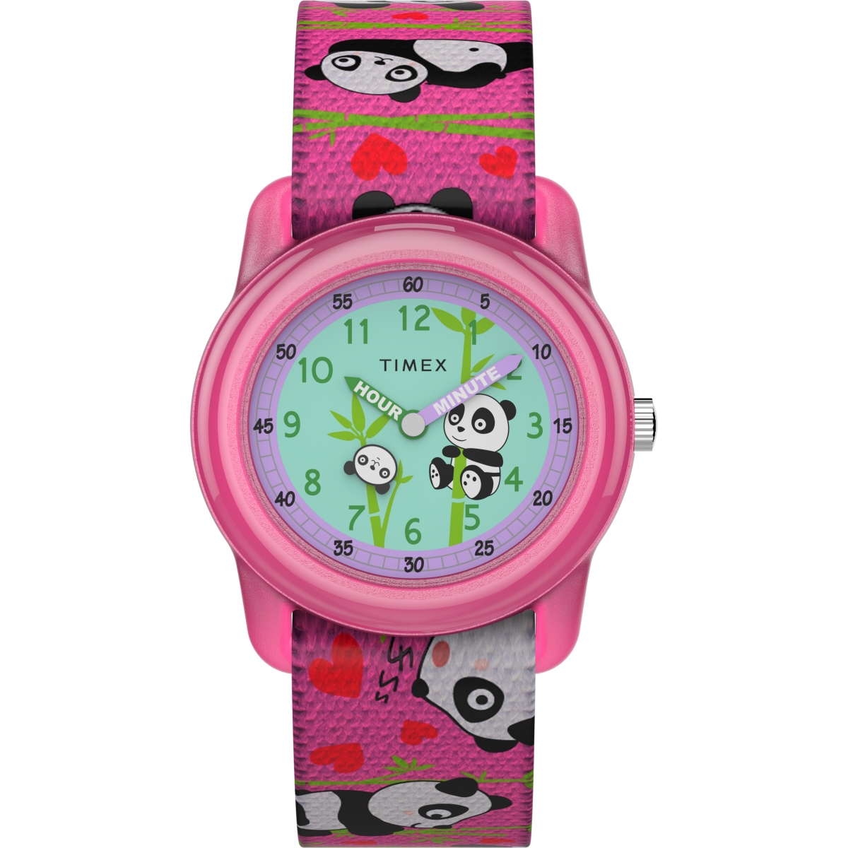 Tw7c771009j Girls Time Machines Pink & Pandas Elastic Fabric Strap Watch