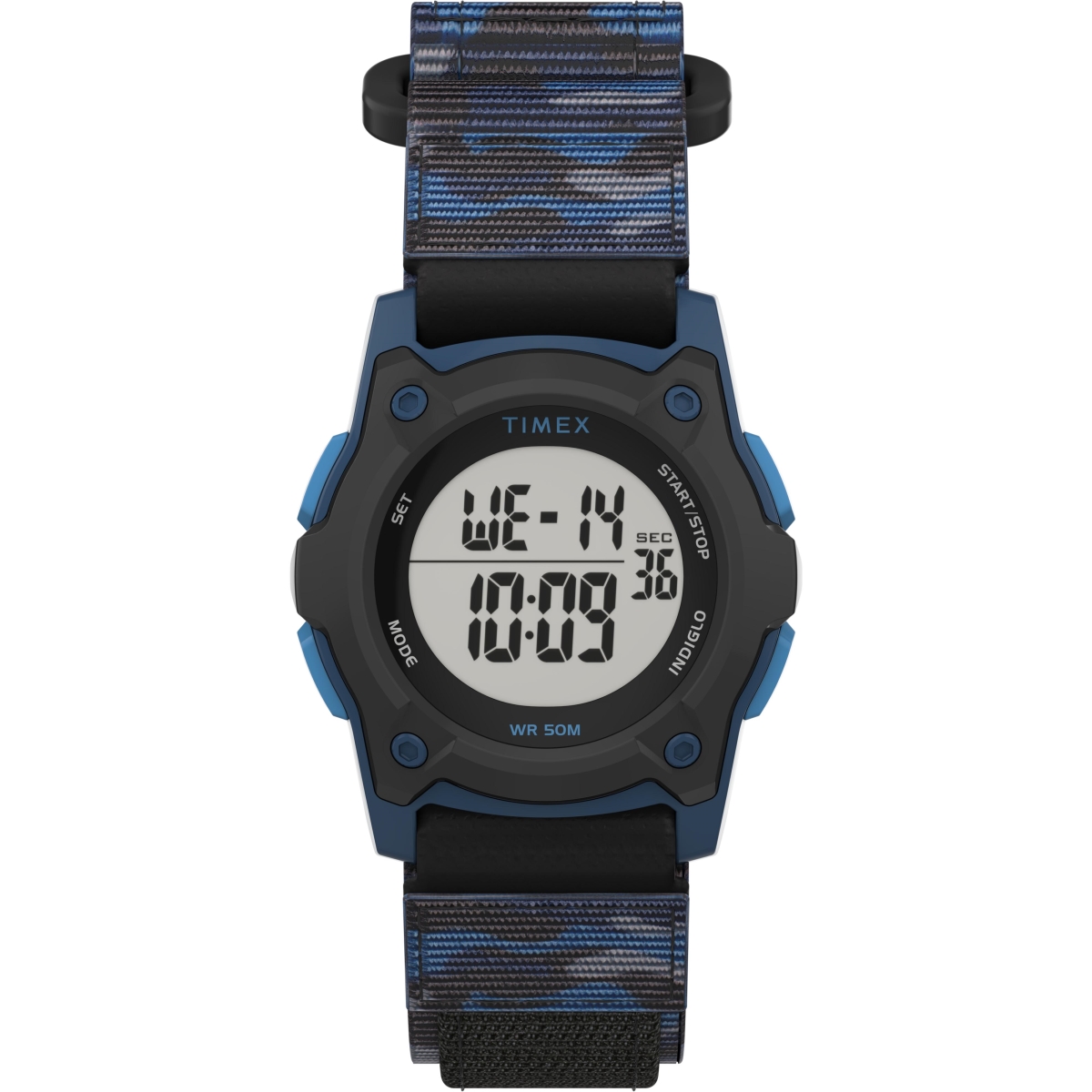 Tw7c774009j Boys Time Machines Digital Black & Blue Camouflage Fast Wrap Strap Watch