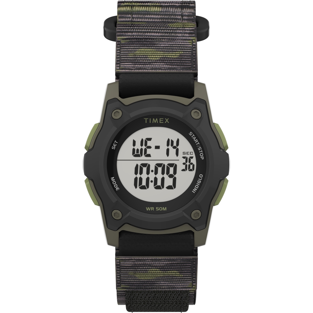 Tw7c775009j Boys Time Machines Digital Black & Green Camouflage Fast Wrap Strap Watch